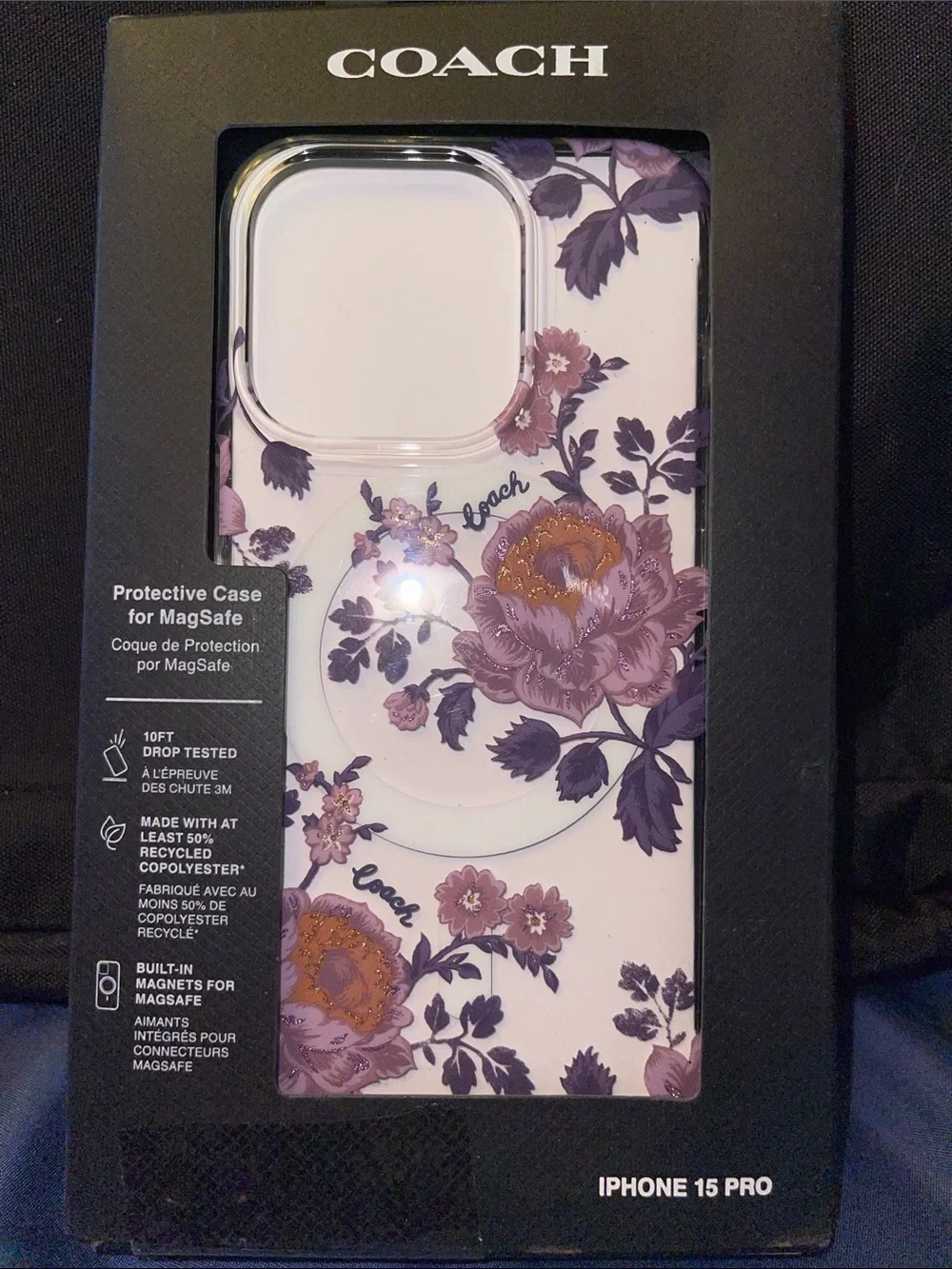 COACH Floral MagSafe Case for iPhone 15 Pro - Pink & Purple Floral